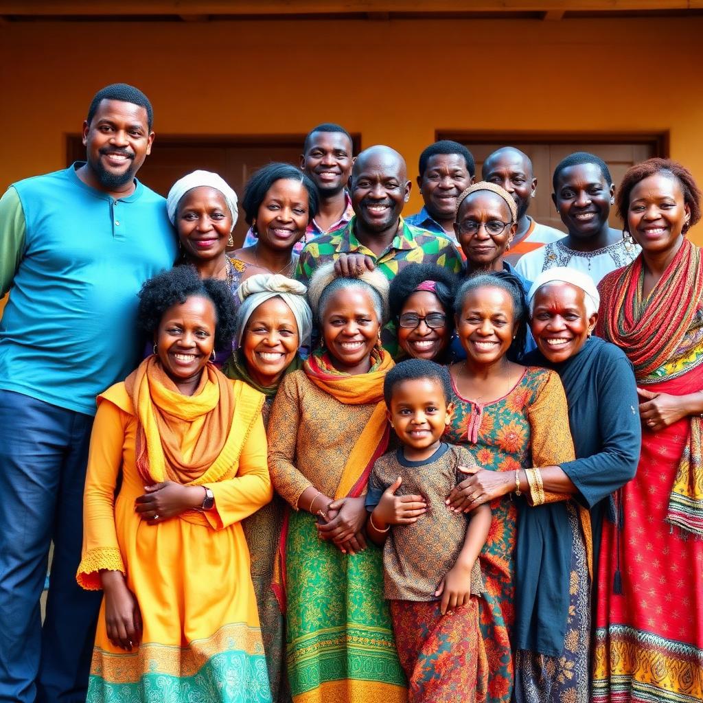 Large extended South African family gathered together